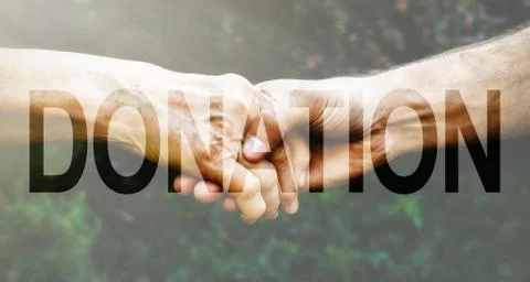 Donation Transparent Text Effect, white background. Stock Photos