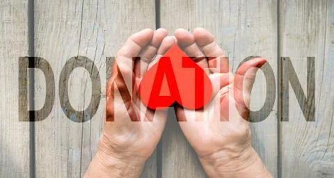 Donation Transparent Text Effect, white background. Stock Photos