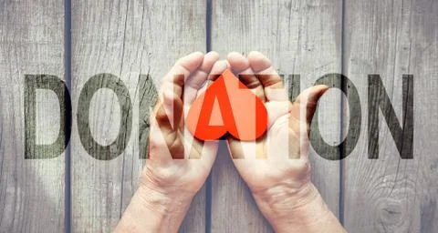 Donation Transparent Text Effect, white background. Stock Photos