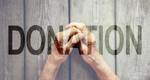 Donation Transparent Text Effect, white background. Stock Photos