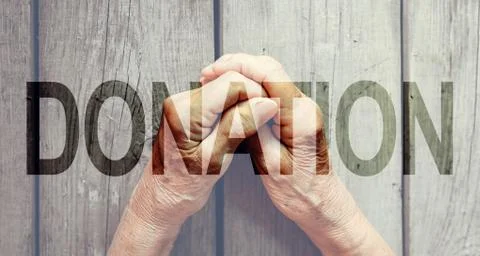 Donation Transparent Text Effect, white background. Stock Photos