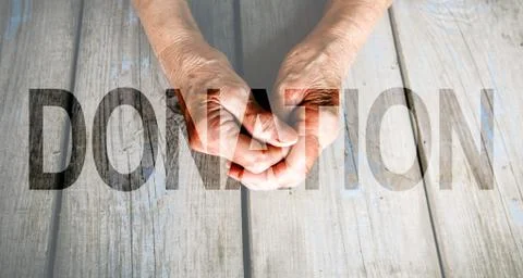 Donation Transparent Text Effect, white background. Stock Photos