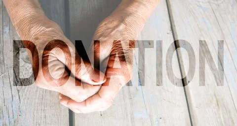 Donation Transparent Text Effect, white background. Foto stock