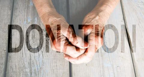 Donation Transparent Text Effect, white background. Stock Photos