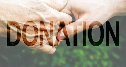Donation Transparent Text Effect, white background. Stock Photos
