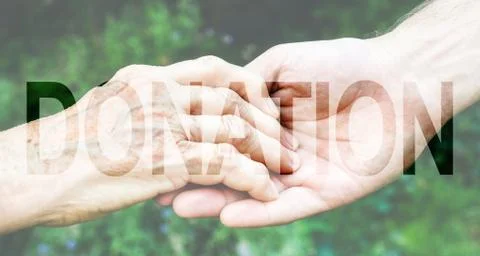 Donation Transparent Text Effect, white background. Stock Photos