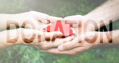 Donation Transparent Text Effect, white background. Stock Photos