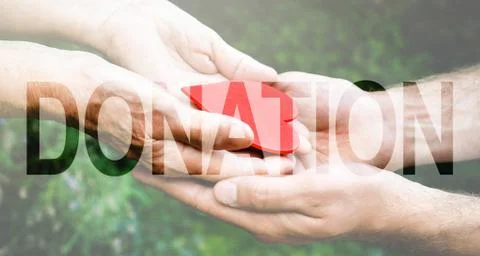 Donation Transparent Text Effect, white background. Stock Photos