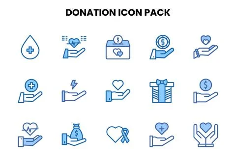 Donation Two Colour Bundle Icons Pack Stock Illustration