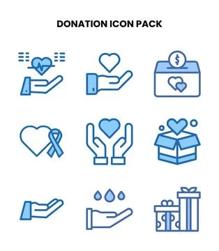 Donation Two Colour Icons Pack Stock Illustration
