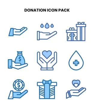 Donation Two Colour Set Icons Pack Stock Illustration