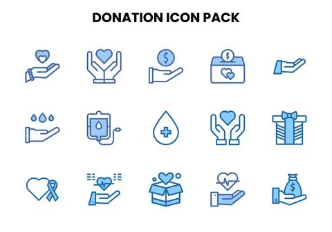 Donation Two Colour UI Icons Pack Stock Illustration