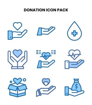 Donation Two Colour Vector Icons Pack Stock Illustration