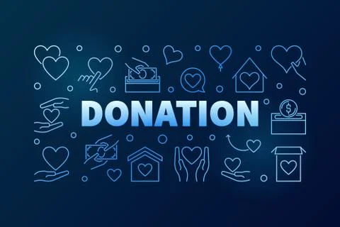 Donation vector blue modern line horizontal banner 스톡 일러스트