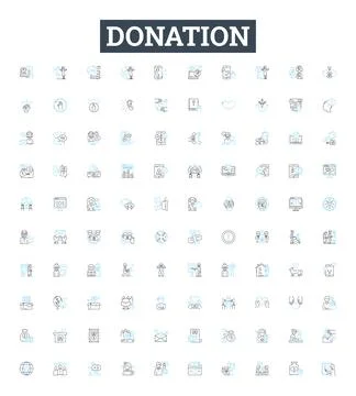 Donation vector line icons set. Gift, Offering, Grant, Contribution, Endowment Illustration