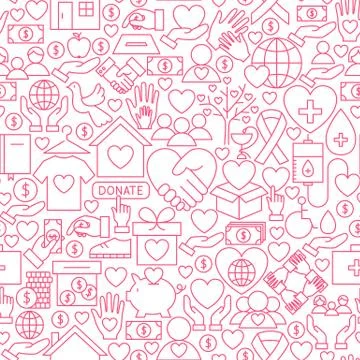 Donation White Line Seamless Pattern Stock Illustration