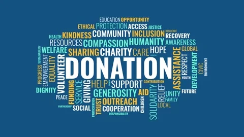 Donation word cloud concept animation with charity and community keywords Stock Footage 343779970
