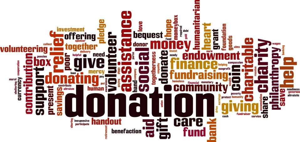 Donation word cloud Stock Illustration