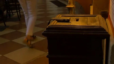 Donations Box in Church Stock Footage 69271364