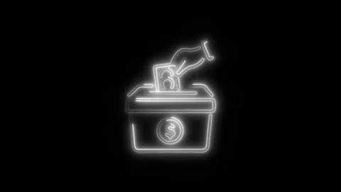 Donations Outline Icon in HD Video Neon Animation  Charity and Giving Symbo 動画素材 304374601