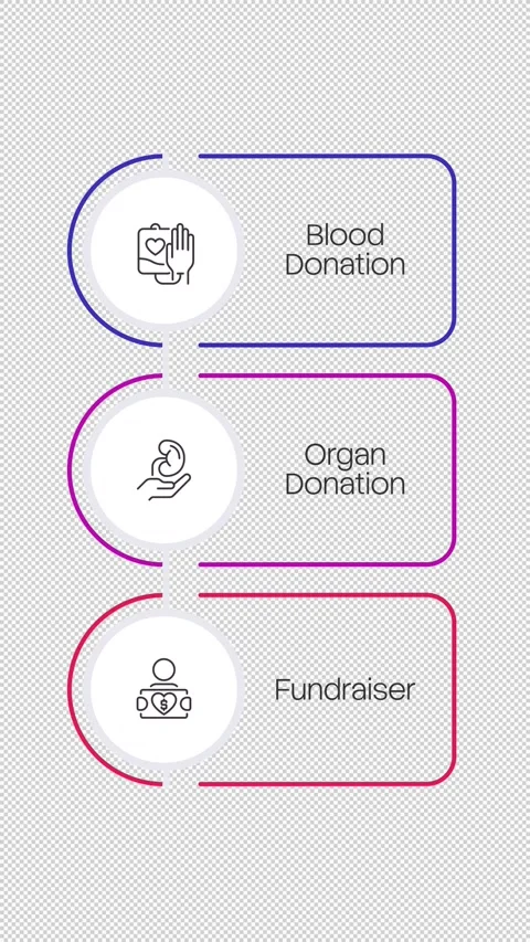 Donations vertical multicolor linear timeline infographics animation Stock Footage 331847084