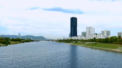 Donaucity and DC Tower, Vienna, Austria Stock-Footage 55345032