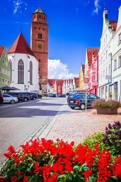 Donaworth, Germany. Bavaria, Swabia historical region with Romantische Stra.. Stock Photos