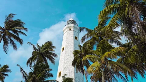 Dondra Head Lighthouse in Matara, Sri Lanka — Southernmost Point of the Island Stock Footage 318332143