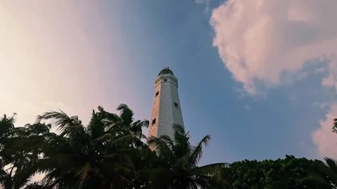 Dondra Head Lighthouse at Southern Point of Sri Lanka Stock Footage 345542072