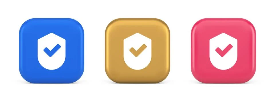 Done checkmark shield button success protection approved password web app 3d  Stock Illustration