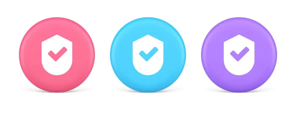 Done checkmark shield button success protection approved password web app 3d  Stock Illustration