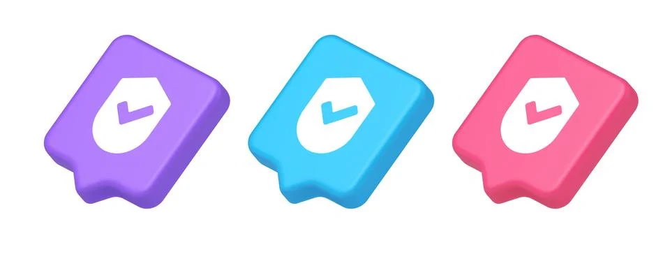 Done checkmark shield button success protection approved password web app 3d  Illustrazione stock