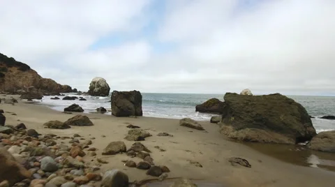 Done flying out over the pacific ocean at Lands End Beach Rocks Stock-Footage 67163555