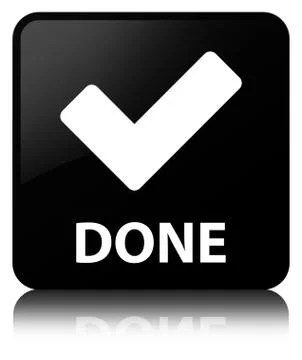 Done (validate icon) black square button Stock Illustration