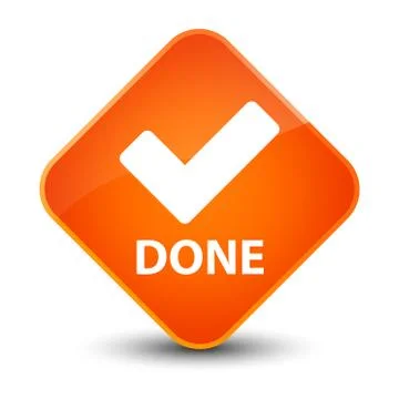 Done (validate icon) elegant orange diamond button Stock Illustration