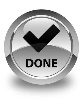 Done (validate icon) glossy white round button Stock Illustration