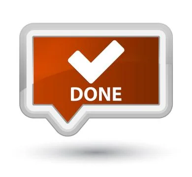 Done (validate icon) prime brown banner button Stock Illustration