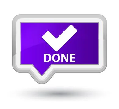 Done (validate icon) prime purple banner button Stock Illustration