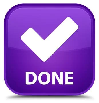 Done (validate icon) special purple square button Stock Illustration
