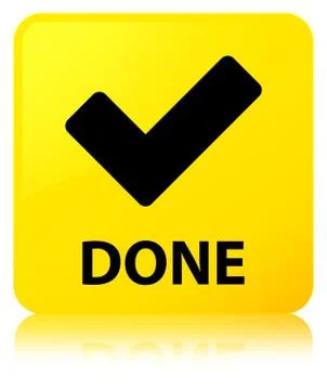 Done (validate icon) yellow square button Stock Illustration