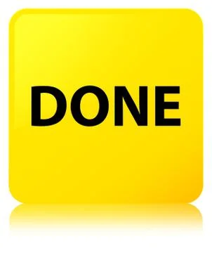 Done yellow square button Stock Illustration