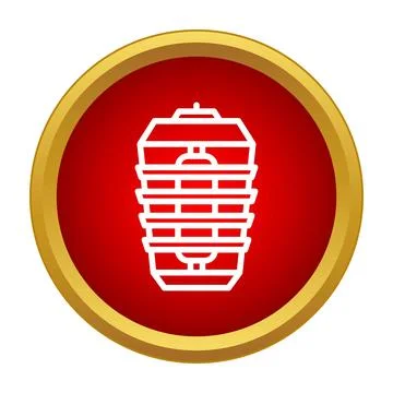Doner kebab rotating grill icon button design Stock Illustration