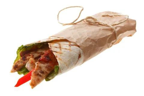 The Doner kebab (shawarma) isolated on a white background. Foto stock