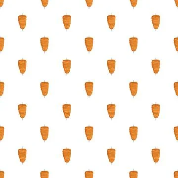 Doner kebab shawarma meat pattern on white background Stock Illustration