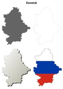 Donetsk blank outline map set - Russian version Иллюстрация