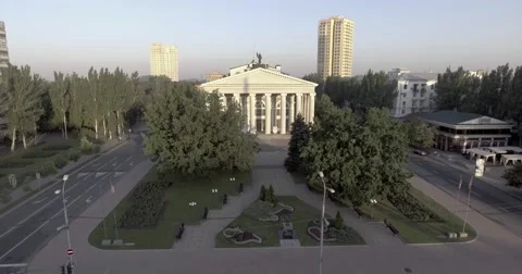 Donetsk city down town flight Vídeo Stock 65009799