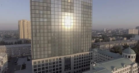 Donetsk city down town flight Stock Footage 65010413