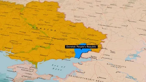 Donetsk Region Map Highlighted On Ukraine Territory Animation Stock Footage 344620673