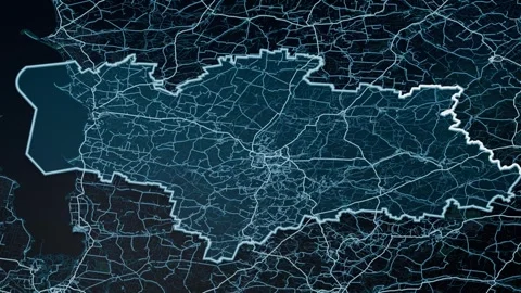 Donetsk Ukraine Glowing Digital Map Animation 4K Stock Footage 339584082