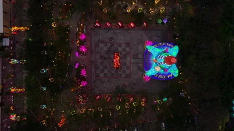 Dong Zen Temple CNY Lanterns Aerial Drone - Jenjarom Selangor Malaysia 動画素材 302207177